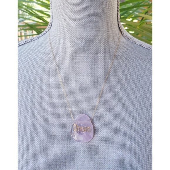 DREAM Pink Quartz Pendant 14Kt. Chain Necklace - Picture 1 of 3